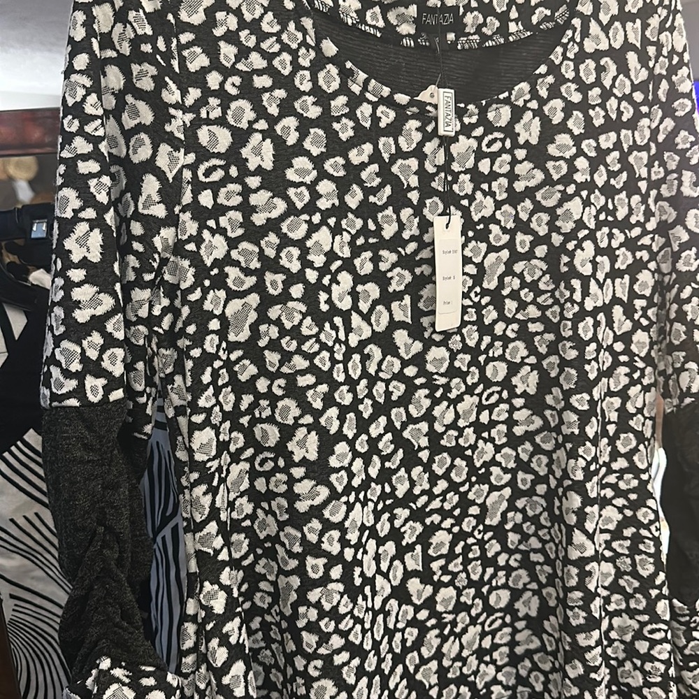 Grey black and white blouse casual